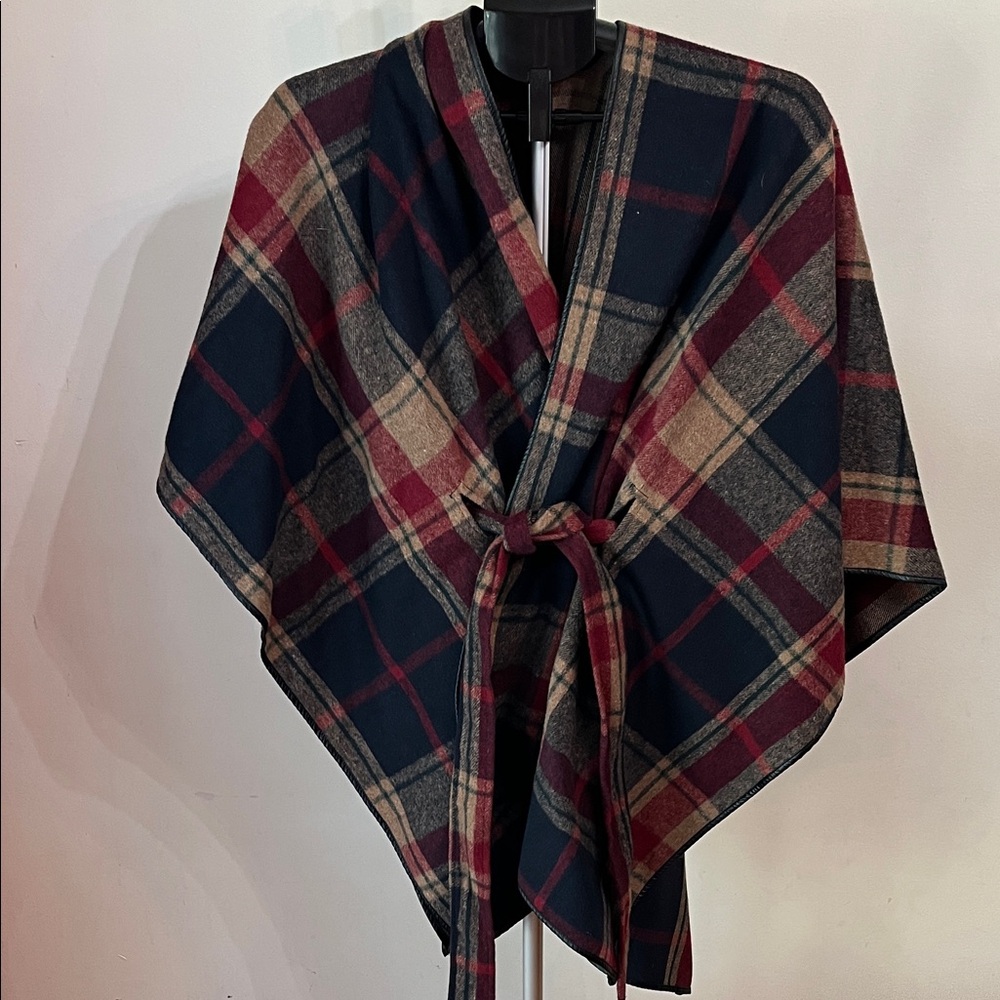 Tantrums Plaid Tie-Front Poncho